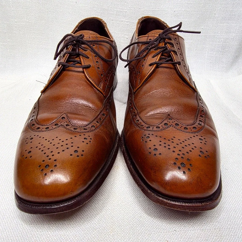 Bostonian Wingtip Oxford Mens 12 Brown‎ Leather Brogue Dress Shoes Lace Classic